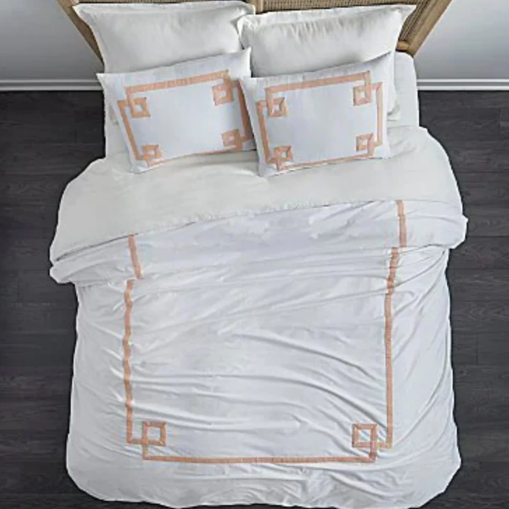 Villa by Noble Excellence Greek Key Blush Queen Duvet Cover